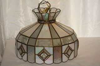 Vintage Mid Century Stained Glass Chandelier with Five Lights