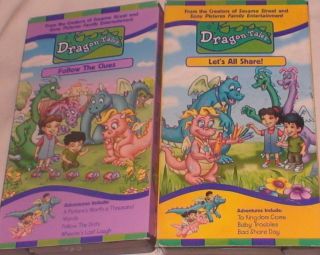 VHS Lot 2 Dragon Tales Follow The Clues Lets All Share Color Animated