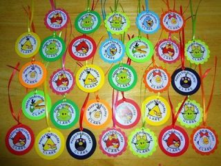 30 ANGRY BIRDS personalized gift tags birthday party favors supply