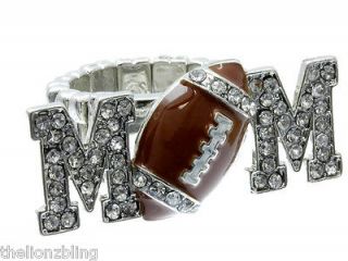 Ultimate Bling Ring for Mom Silver Football Mom Ring w/ Clear