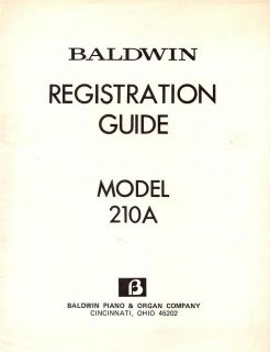 BALDWIN REGISTRATION GUIDE MODEL 210 (BALDWIN PIANO & ORGAN COMPANY)