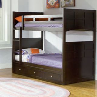 Cappuccino Youth Twin Storage Bunk Bed