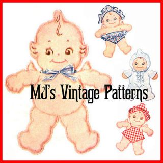 Vintage 1930s Kewpie Cloth Stuffed Doll Pattern + Clothes
