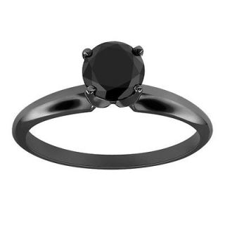 50ct 14k Black Gold Round Cut AAA Black Diamond Solitaire Engagement