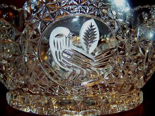 Vint. Hofbauer West Germany BYRDE Bird Cut Clear Crystal Etched Veg