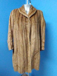54237 EVANS   Striped Sleek SHEARED OTTER Vintage Swing REAL FUR Coat