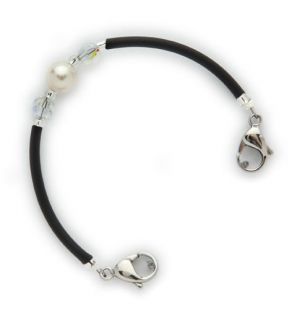 Black Tube with Pearl   Medical Alert ID Replacement Bracelet