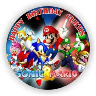 SONIC AND MARIAN EDIBLE ICING BIRTHDAY CAKE TOPPERS