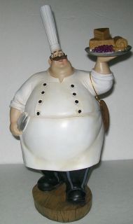 12 Fat Chef Bistro Chefs Figure Figurine Statue Cheese Grape Kitchen