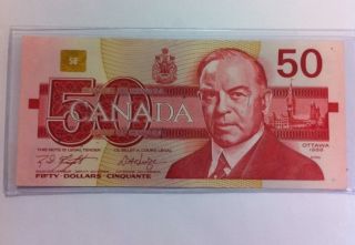 Bank Of Canada 1988 $50 Canadian Banknote Paper Money Beautiful