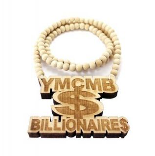Good Wood YMCMB Billionaires Pendant w/36 Wood Ball Chain WJ191