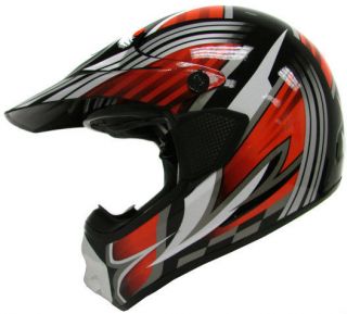 Adult BLACK/RED MX Motocross Motorcross Dirt Bike ATV Off Road Helmet