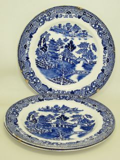 TG GREEN & CO LTD   Gresley   BLUE WILLOW   QTY3 Salad Plates   As is