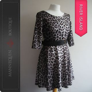 River Island Leopard Animal Print Skater Dress ♦ Size 8 10 12 14