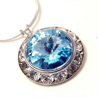 Swarovski Turquoise Blue 20mm 3/4 Crystal Channel Set Necklace