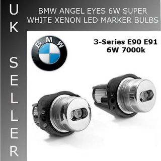 BMW ANGEL EYES WHITE 6W KITS LED MARKER BULB E90 E91 3 Series PRE LCI
