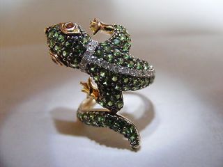 Garnet Orange Sapphire Diamond Lizard Gecko Bypass Wrap Ring $7000