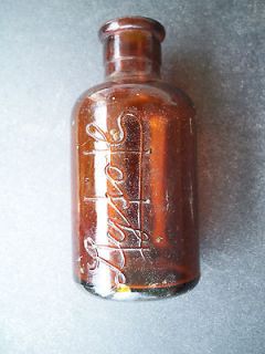 Lysol Amber Antique Glass Bottle 4 tall