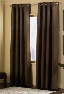 Pc Brown Grommet Micro Suede Curtain Panel Window Covering 54x63