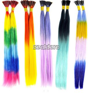 100 Pcs Rainbow Synthetic Feather Hair Extensions Streaks Good Z00D