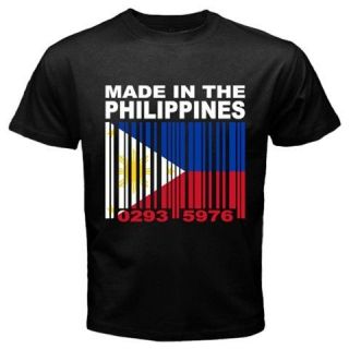 MADE IN THE PHILIPPINES Filipino Filipina Barcode Flag Black CUSTOM T