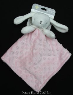 Blankets and Beyond bunny rabbit pink white minky dots lovey security