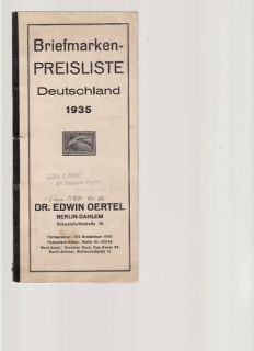 EDWIN OERTEL  GERMAN STAMP CATALOGUE PRICELIST 1935 cg