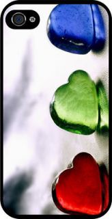 Glass Hearts Color Design Black Cell Phone Case for Apple iPhone 4