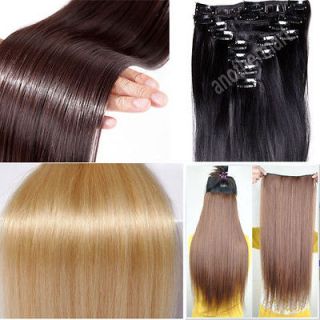 full head clip in hair extensions black brown blonde for human make