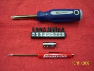 BLUE POINT TOOLS HANDLE + 9 BITS + SNAP ON SCREWDRIVER