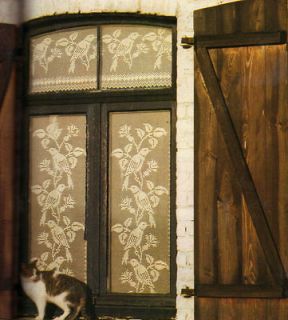 Vintage CROCHET PATTERN Retro Bird Motif Curtains x 2