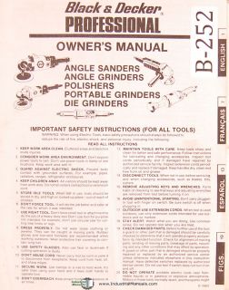 Black & Decker Professional 7 & 9 Sander and Grinder, Owners Manual