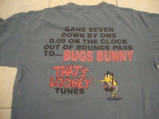 Tunes Daffy Duck Bugs Bunny Basketball Themed Blue/Gray T Shirt XL