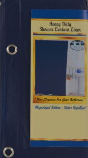 Blue Fabric Shower Curtain W+ Metal/Ceramic Hooks + FREE LINER