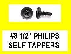 QTY10 (1500) #8 Screw 1/2 BLACK Self Tapping Philips Truss Washer