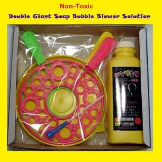 Double Giant Soap Bubble Blower Rings Tray Solution Set