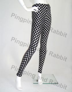 Black & White Polka dot Nylon Spandex Leggings Tights Pants Dots Pin