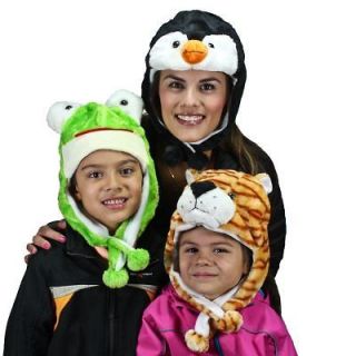Plush Animal Hat Kids & Adults Soft Winter Ear Flap Pom Pom Costume