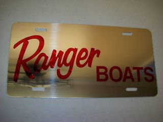 Ranger Boats red diamond on chrome license plate