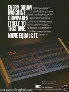 1983 LINN PROGRAMMABLE DIGITAL DRUM MACHINE PRINT AD