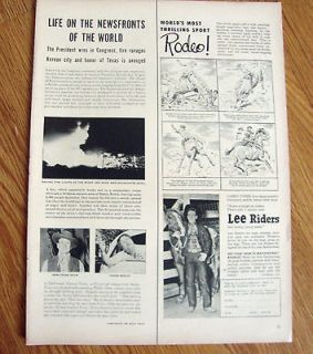 1954 Lee Riders Jeans Ad Casey Tibbs Worlds Champion Saddle Bronc