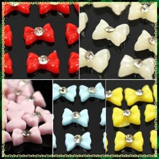 3D Acrylic Bowknot Bow Tie Butterfly Diamond Nail Art Tips Stickers