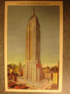 1941 Pre WW2 Old Vtg Antique Postcard Empire State Building New York