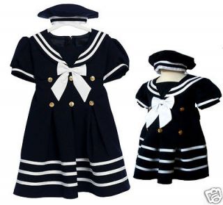 New Baby Girl & Toddler Sailor Nautical Party Dress Outfits S M L XL
