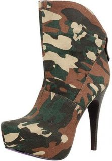 Military Dress Platform Sheryl 2 Stiletto Heel Bootie Shoe Camouflage
