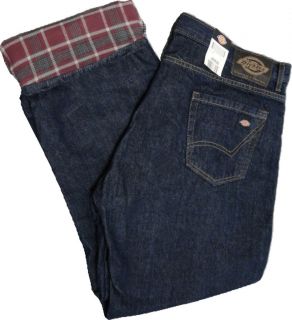 Flannel Lined Relaxed Straight Fit Dark Blue W 30 to W 44