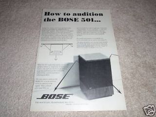 BOSE Rare Speaker Ad, 501 Series II 1975, 1 page