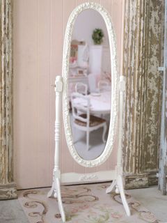 Shabby Cottage Chic White French Cheval RoSe Mirror Standing