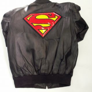 Kids Leather Superman Bomber Jacket   Boys Coat   Large