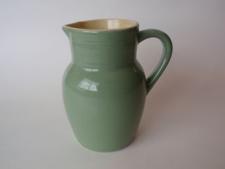 Vintage Gresval Portugal Celadon Green Stoneware Pitcher Vase Euro